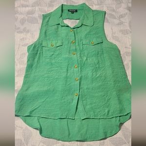 Womens Sheer Tank Button Down